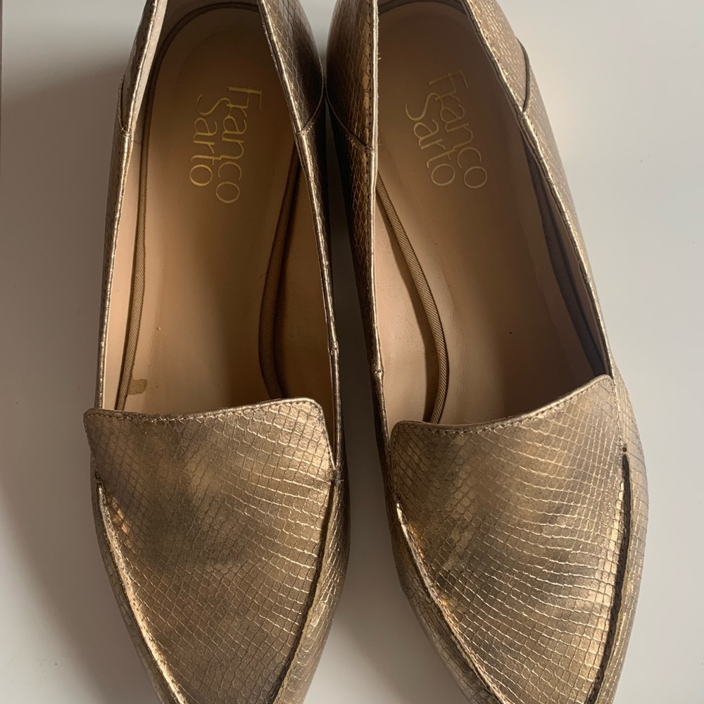 Franco Sarto gold loafers size 9.5